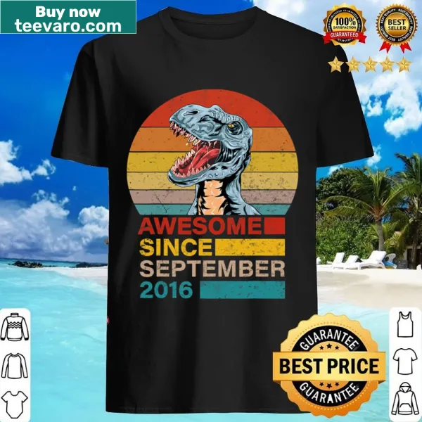 Cartoon dinosaur shirt celebrating a 5-year-old's birthday