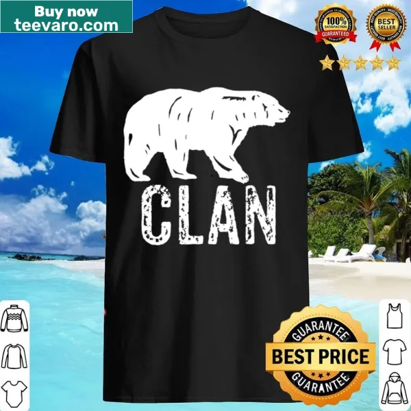 Graphic of Bear Clan with tribal motifs on shirt