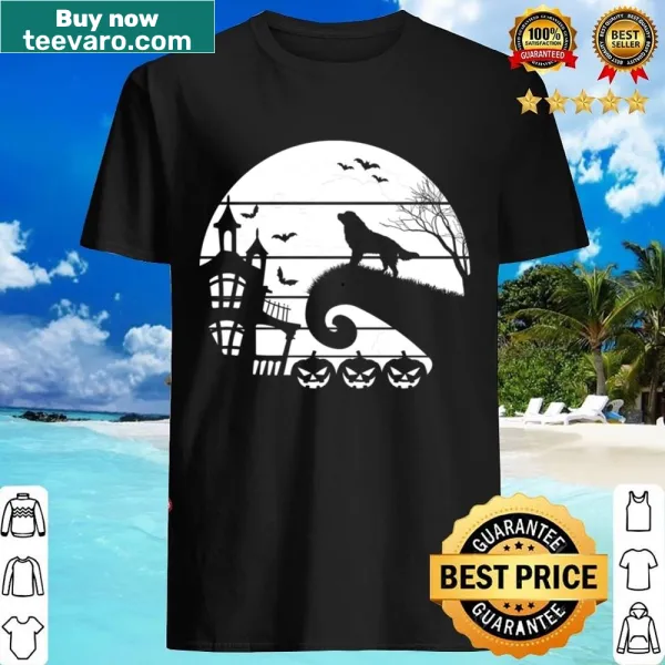 Halloween shirt featuring a Bernese Mountain Dog and moon illustration