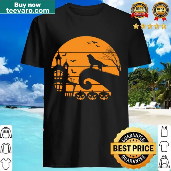 Vintage-style shirt with a Bernese Mountain Dog and moon Halloween graphic