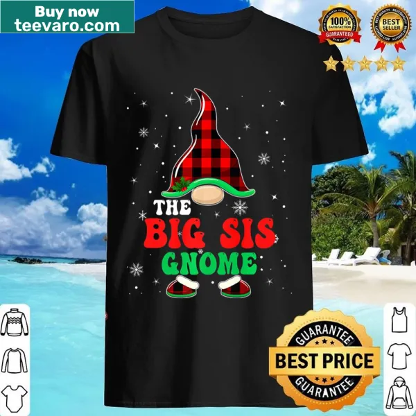 Cute gnome shirt with buffalo plaid design for Christmas