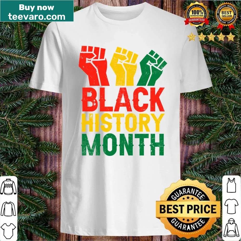 Vintage shirt featuring a hand fist symbolizing strength during Black History Month