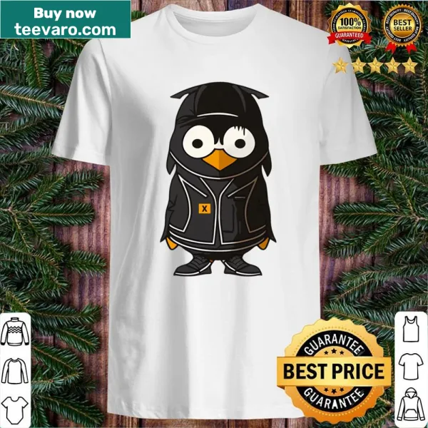 Adorable black penguin wearing sportswear on T-shirt