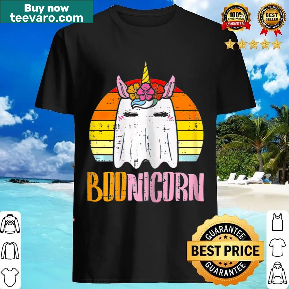 Halloween shirt with a cute ghost unicorn graphic for kids.