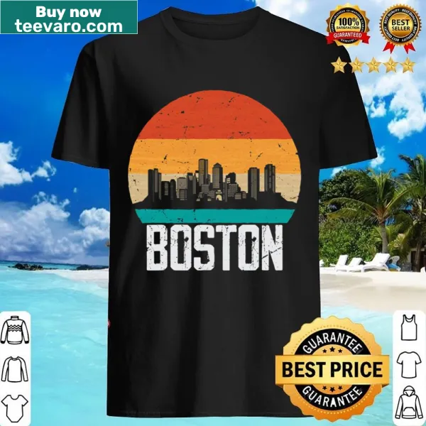 Retro vintage Boston skyline sunset design on a shirt