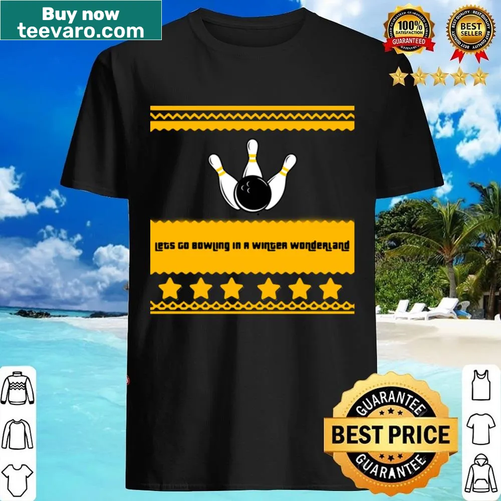 Playful winter-themed shirt featuring bowling graphics