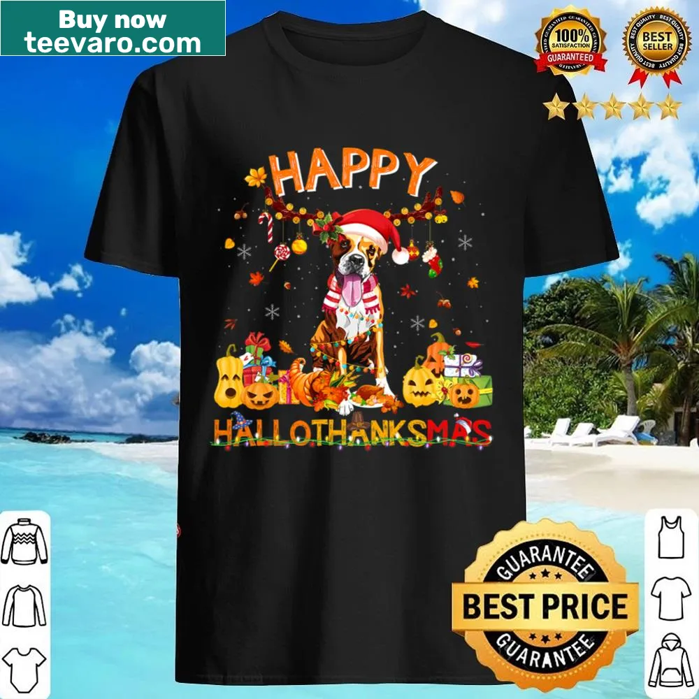 Fun shirt blending Halloween, Thanksgiving, and Christmas themes into one design