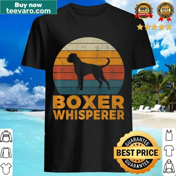 Boxer Whisperer t-shirt featuring playful Boxer illustrations