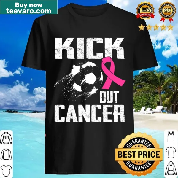 Shirt with soccer ball graphic and breast cancer support message