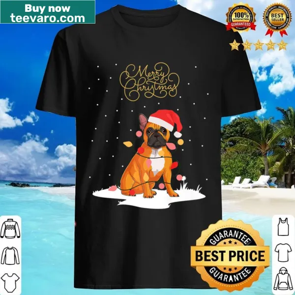 Funny Christmas shirt featuring a cartoon French Bulldog