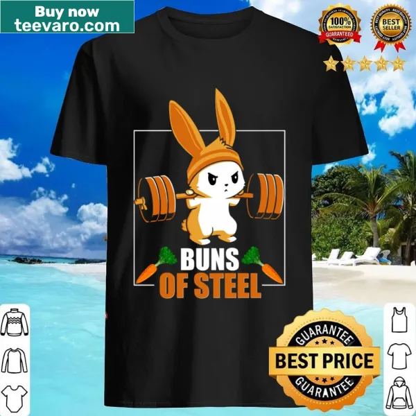 Bunns of Steel t-shirt featuring a humorous fitness slogan