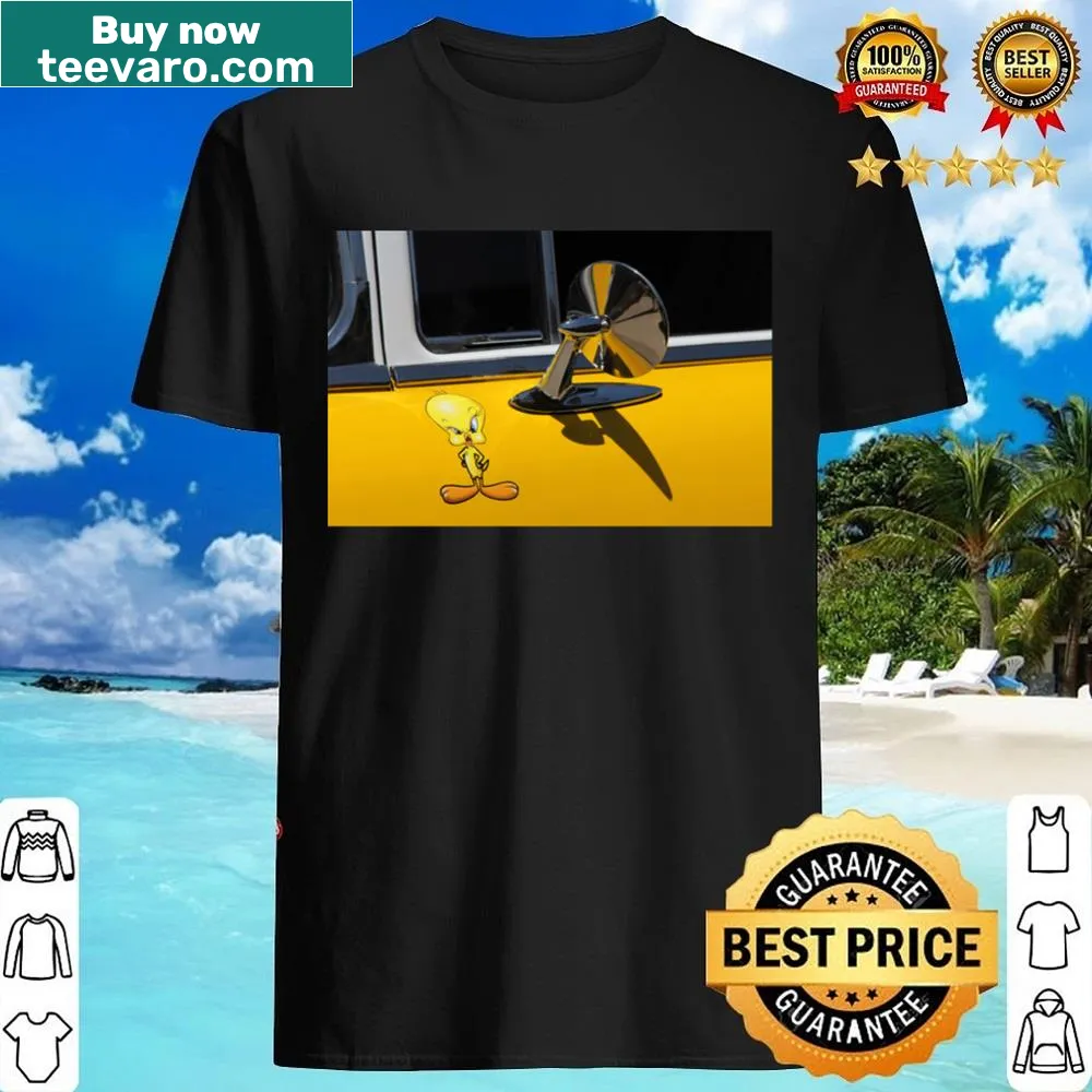 Vintage shirt featuring an artistic design of classic cars