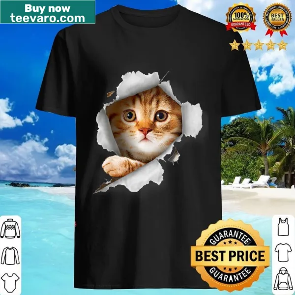 Vintage-style T-shirt with a playful orange cat design
