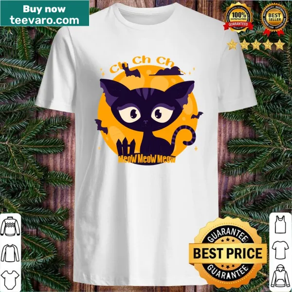 Funny Halloween cat-themed shirt with playful text and illustrations