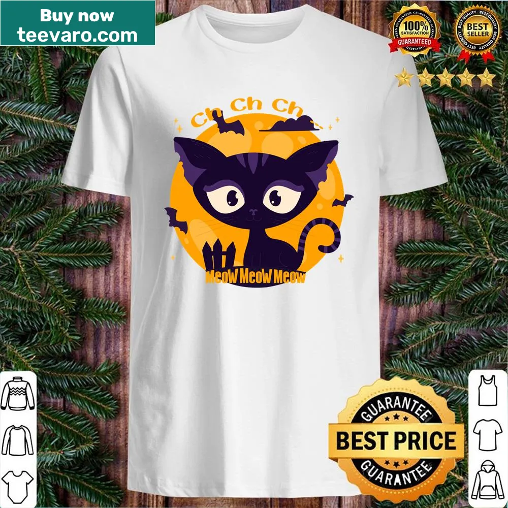 Funny Halloween cat-themed shirt with playful text and illustrations