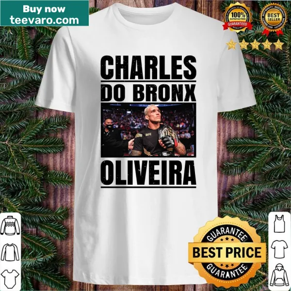 Bold shirt celebrating Charles Oliveira with typography design