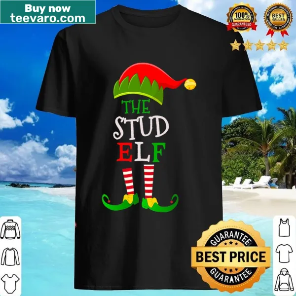 Playful illustration of a stud elf on a Christmas shirt