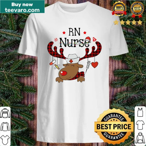Funny Christmas nurse shirt with Santa and reindeer design