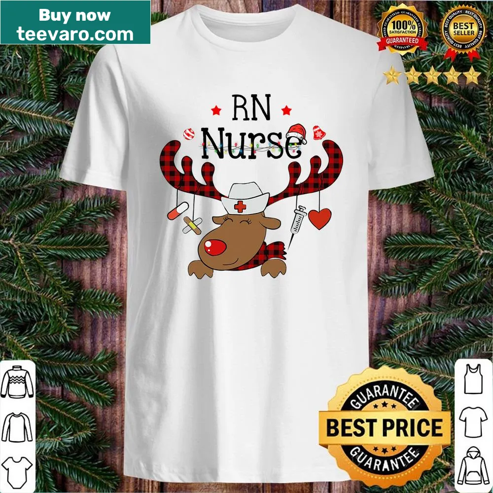 Funny Christmas nurse shirt with Santa and reindeer design
