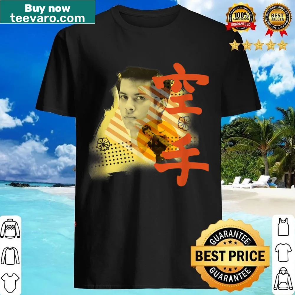 Cobra Kai logo shirt with 'Strike First' text for fans