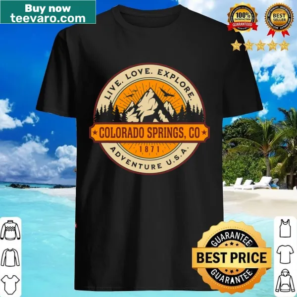 Vintage Colorado Springs adventure shirt with iconic landmarks