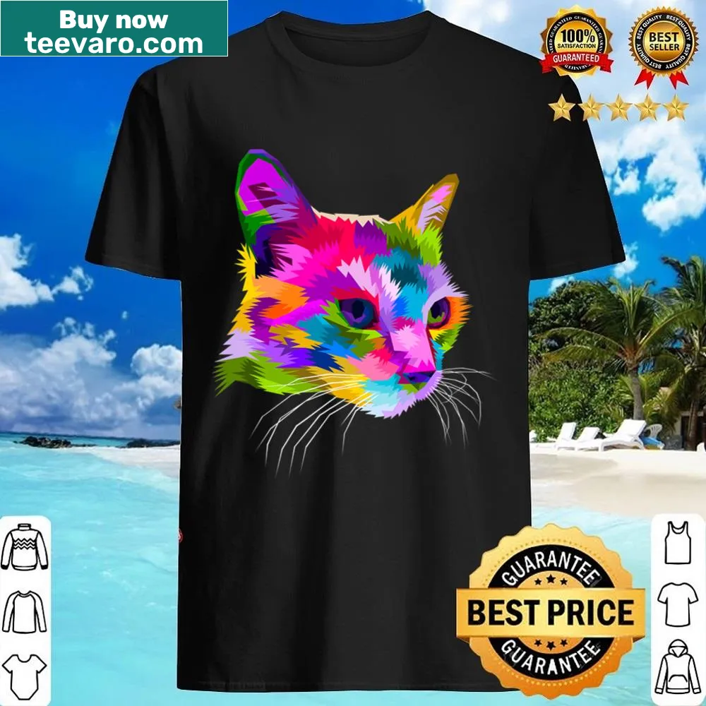 Illustrative cat graphic shirt for cat lovers.