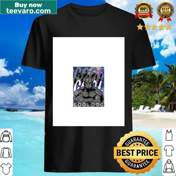 Cartoon dog graphic on a casual t-shirt