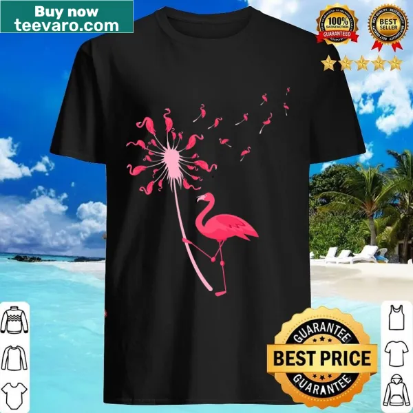 Cute flamingo shirt for girls featuring dandelion graphics