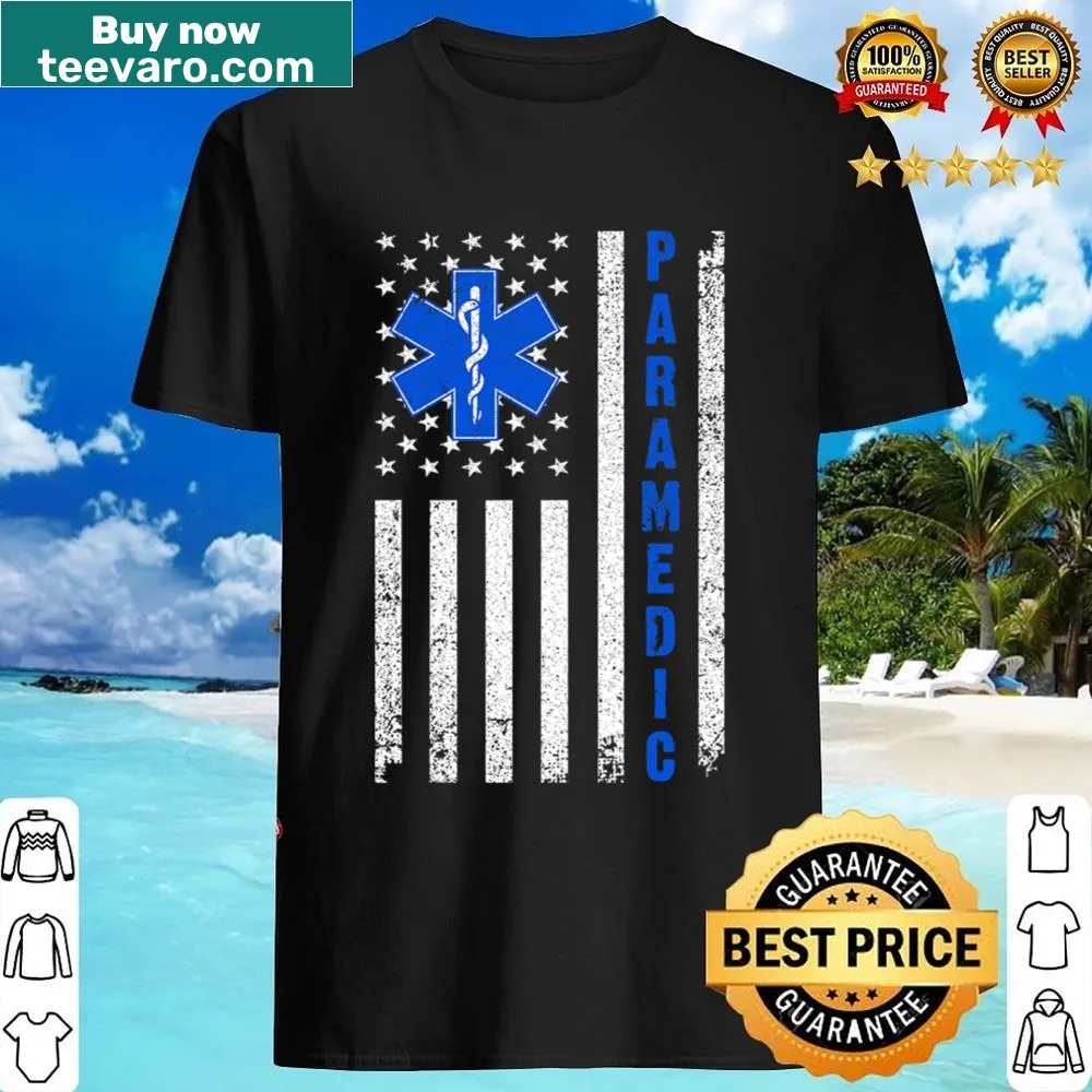 Paramedic shirt with US flag and medical symbols graphic