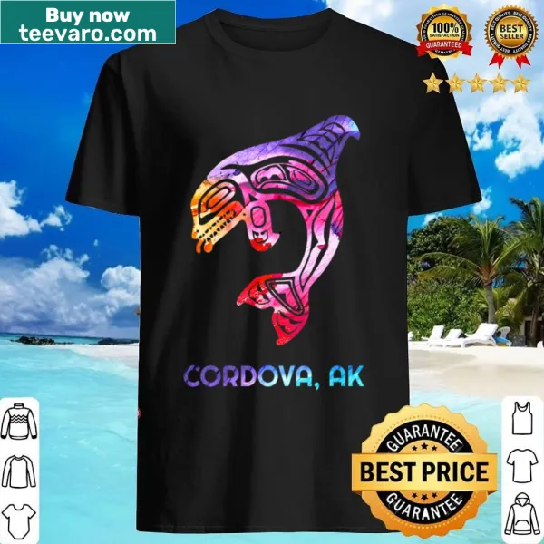 Illustrated shirt featuring an orca killer whale and Native American elements