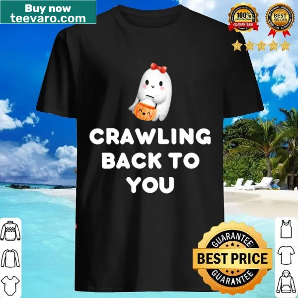 Cute ghost with pumpkin basket graphic on a shirt