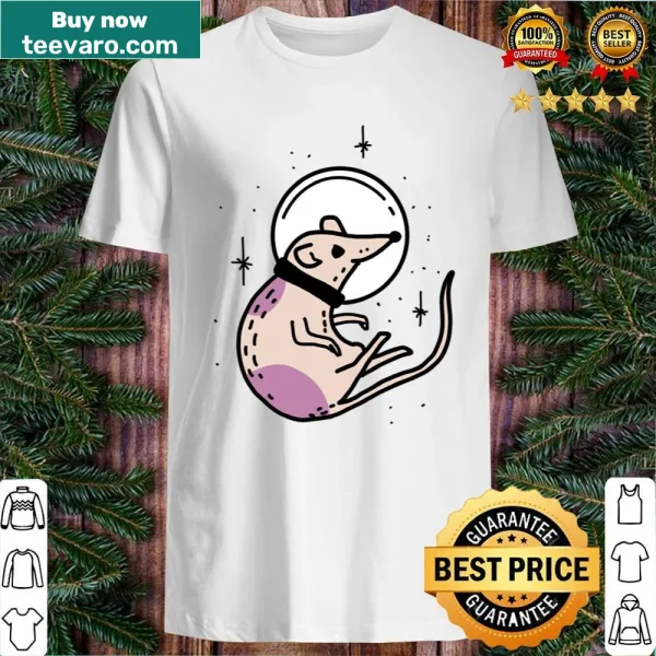 Cute astronaut rat in space shirt with cream and purple illustration