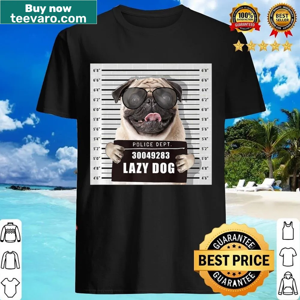 Cartoon of a pug in a mugshot for dog lovers
