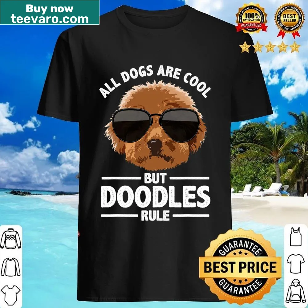 Whimsical doodle dog illustration on a shirt for doodle lovers.