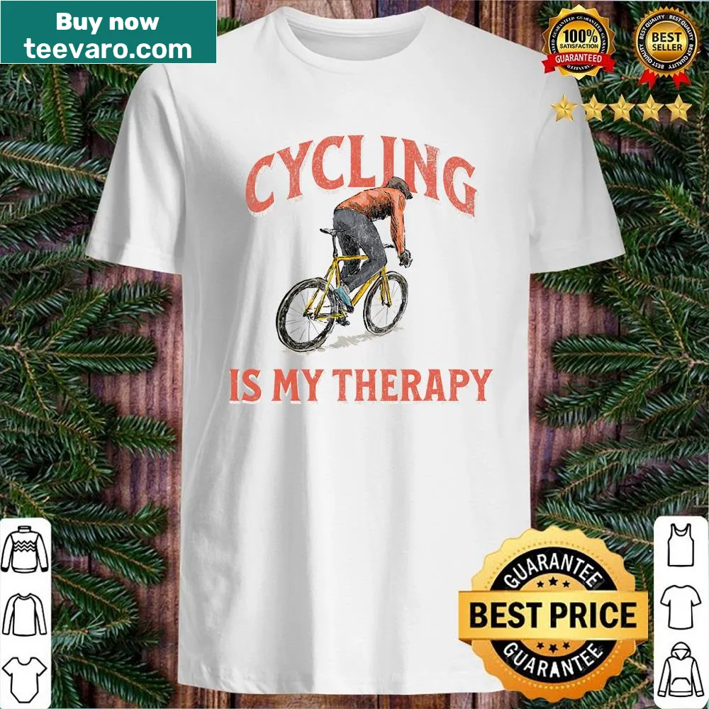 Vintage shirt with a bicycle design promoting cycling therapy