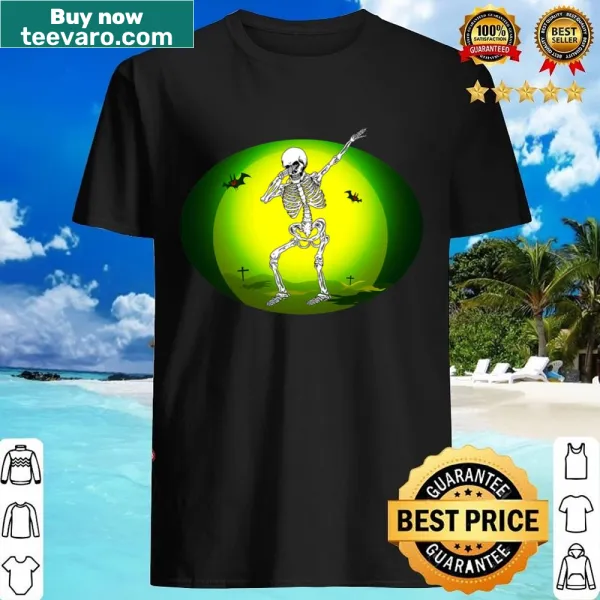 Cartoon dabbing skeleton Halloween shirt design