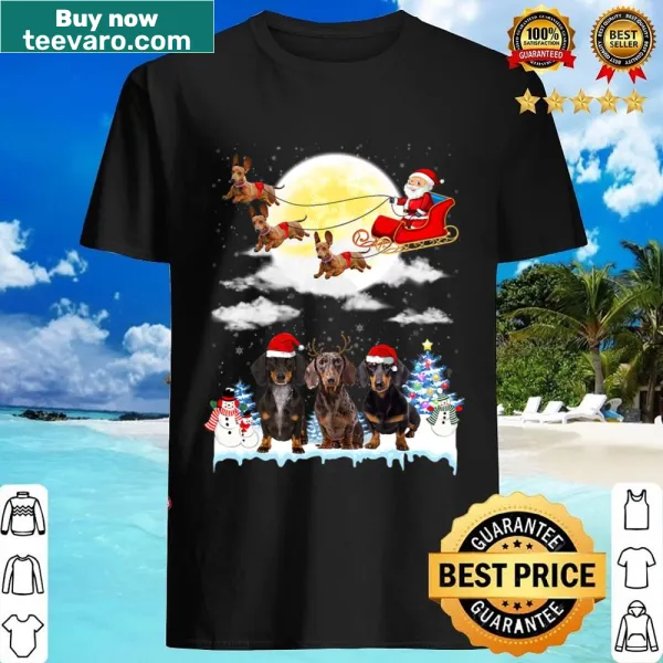 Dachshund reindeer illustration on a festive Christmas shirt
