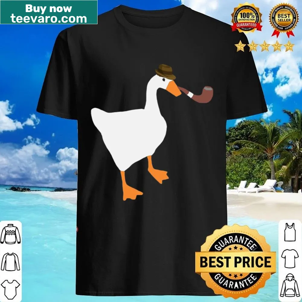 Cartoon t-shirt featuring a detective goose from the Untitled Goose Game