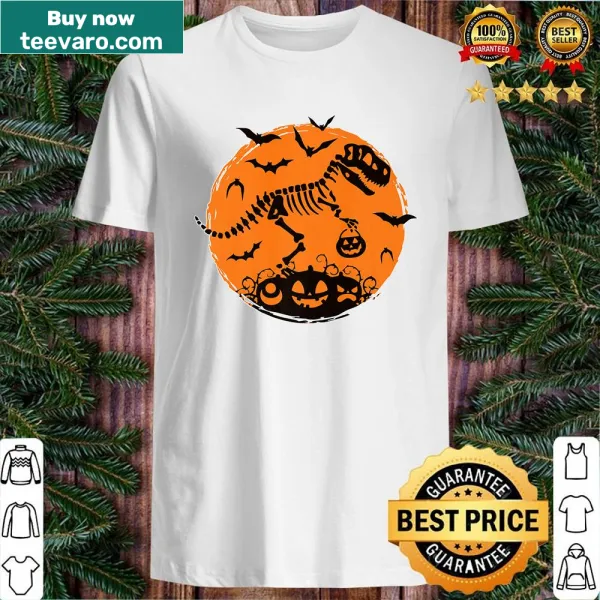 Playful T-rex design for toddler Halloween shirt.