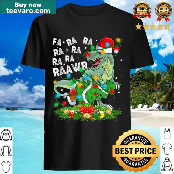 Dinosaur Christmas shirt with T-Rex design and lights