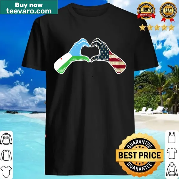 Shirt with USA flag and Djibouti heart emblem