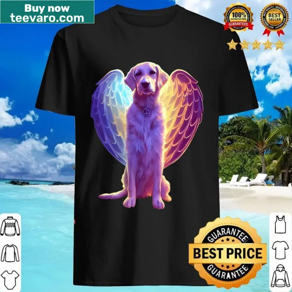 Watercolor illustration of a dog with angel wings