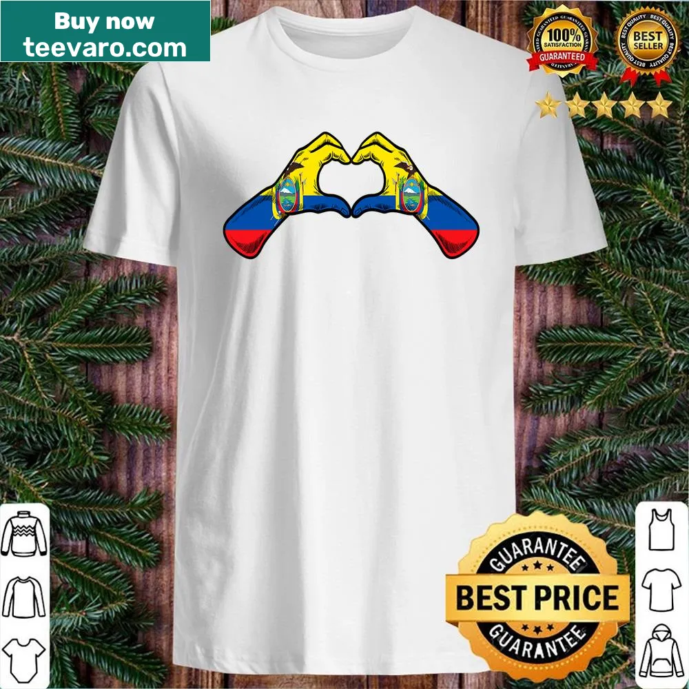 Ecuador flag with heart emblem shirt
