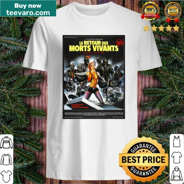 Funny shirt featuring a brain and zombies inspired by horror films