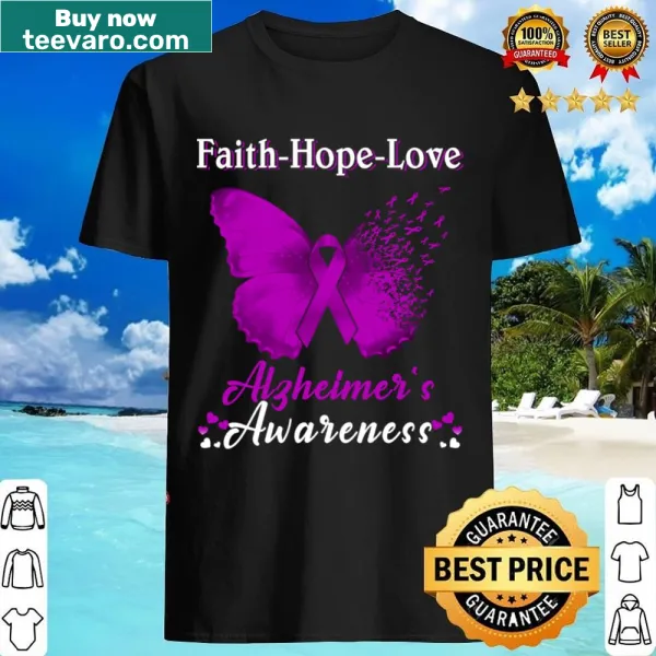 Shirt with butterfly illustration promoting Alzheimer's awareness