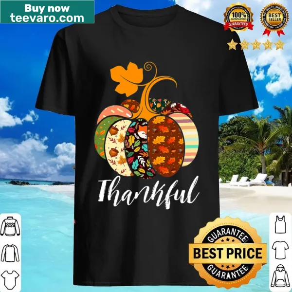 Thanksgiving shirt with plaid pumpkins and 'Be Blessed' text