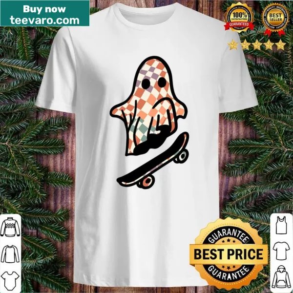Ghost-themed Halloween shirt with text Too Ghoul For School