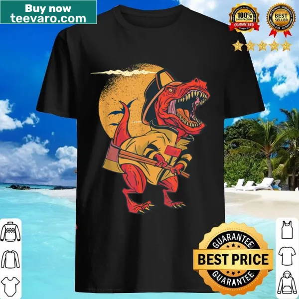Trex dinosaur with firefighter helmet design