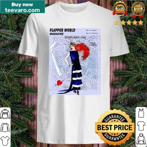 Vintage shirt featuring a classic flapper design and magazine advertisement.