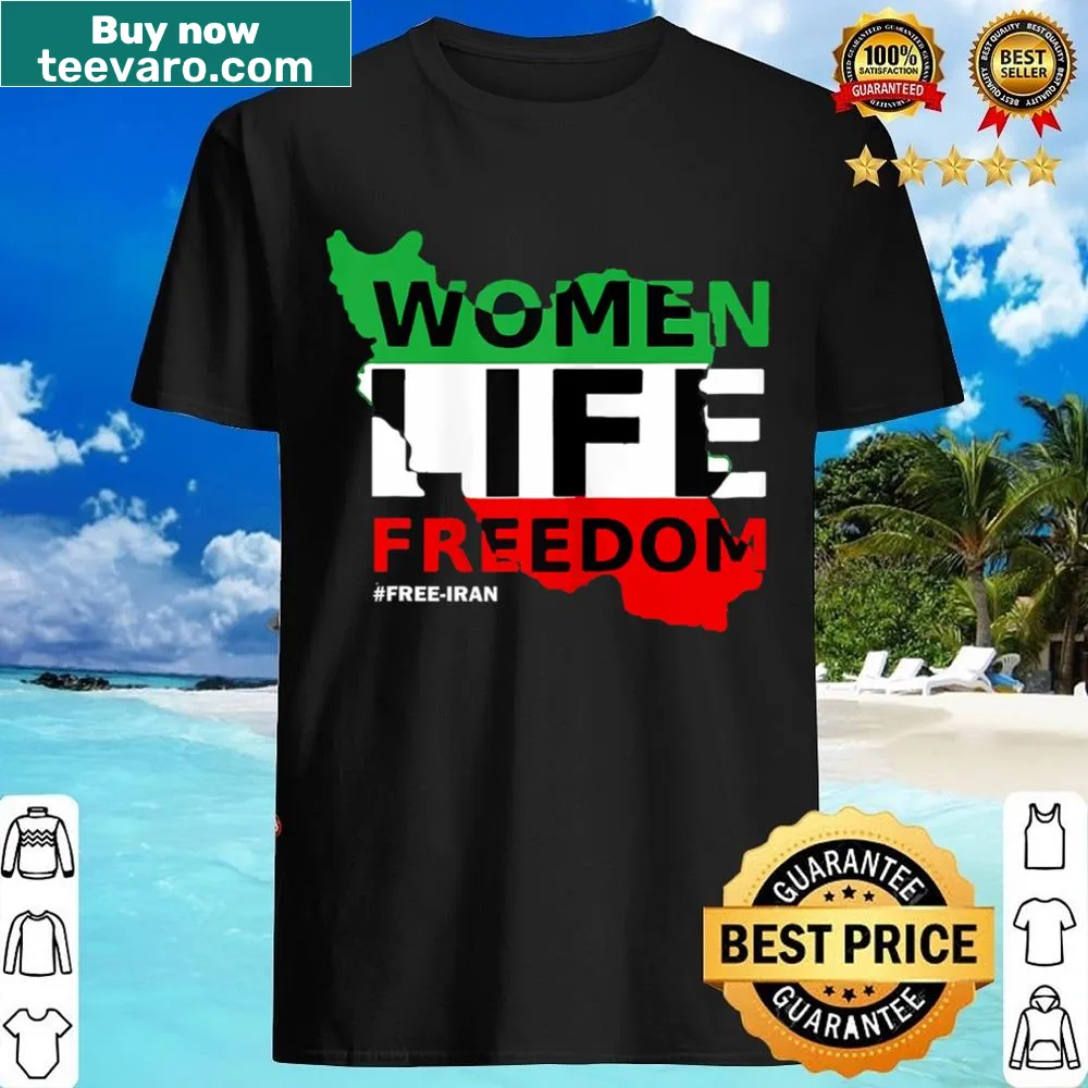 Shirt expressing support for freedom in Iran with bold text